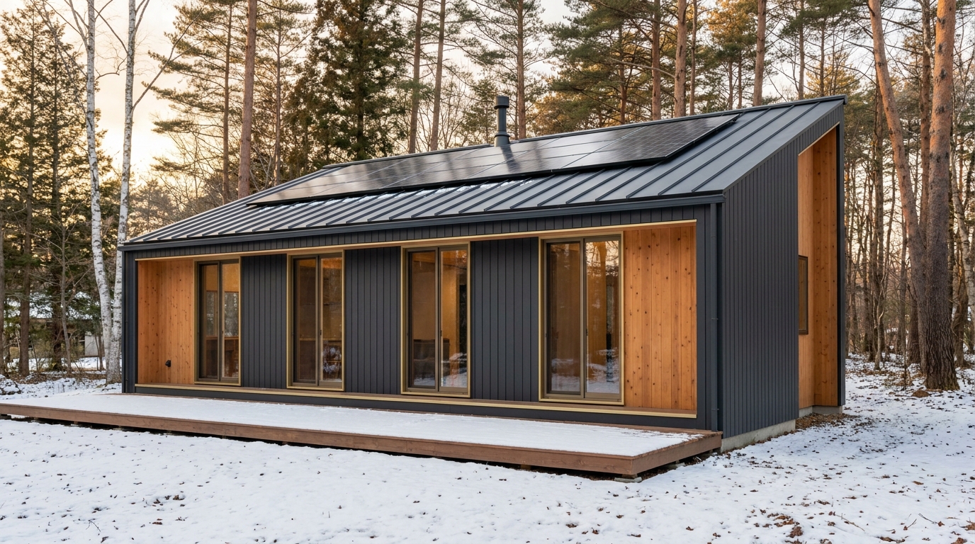 森の巣 外観 — AI render based on BIM specs