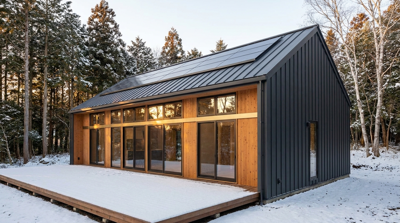 雪の塔 外観 — AI render based on BIM specs