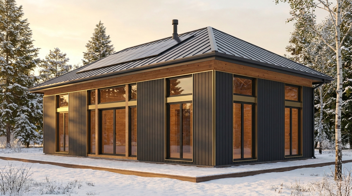 森の庵 外観 — AI render based on BIM specs