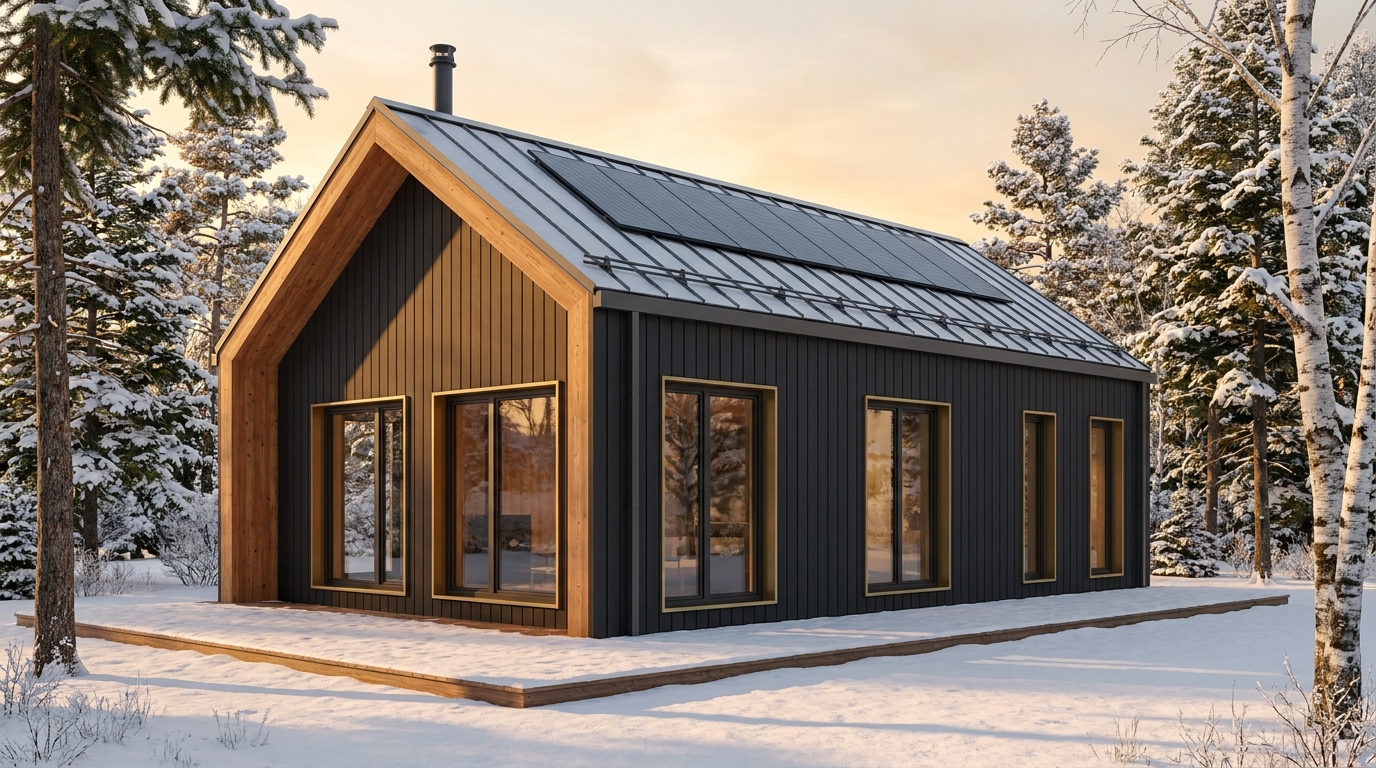 西の庵 外観 — AI render based on BIM specs