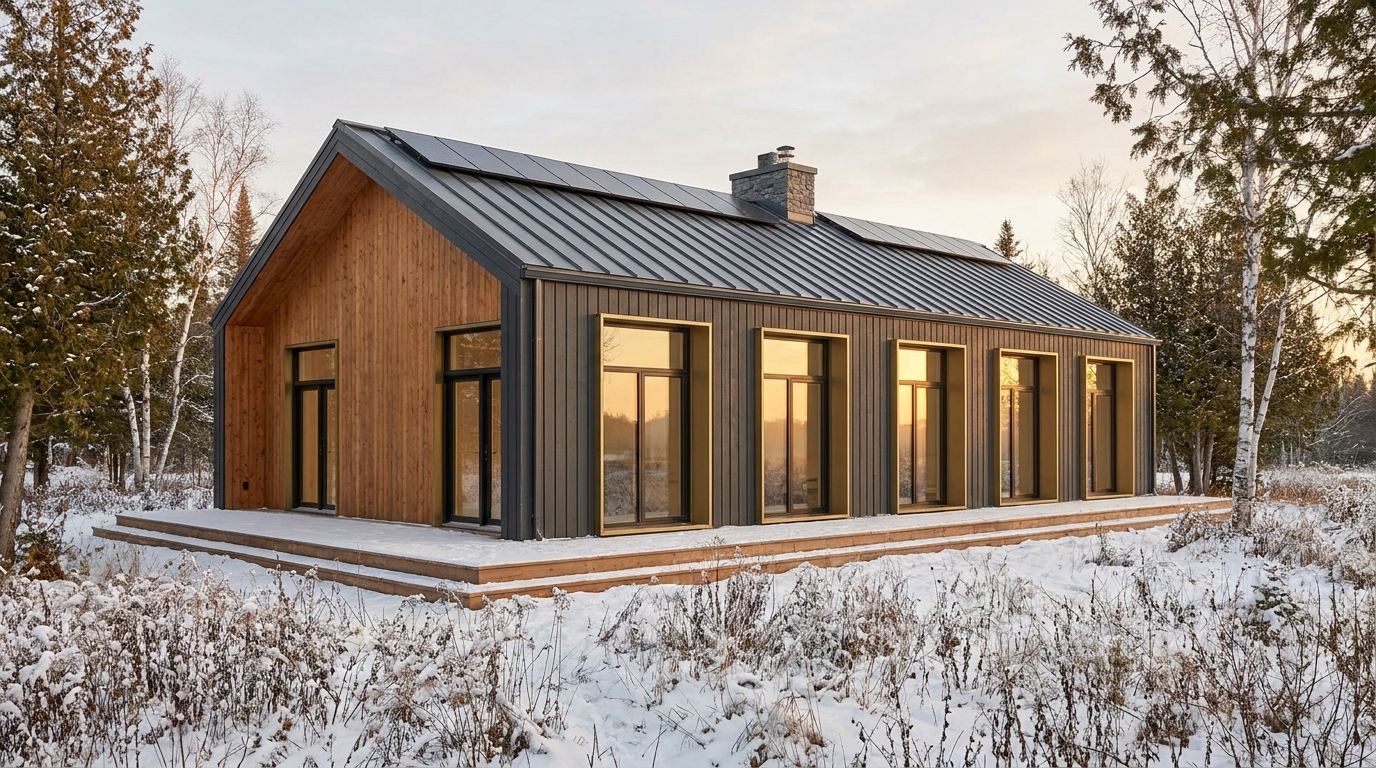 森の蔵 外観 — AI render based on BIM specs