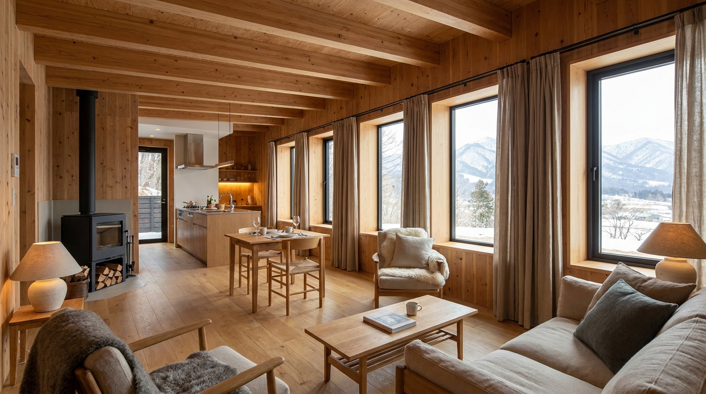 湖の小屋 内観