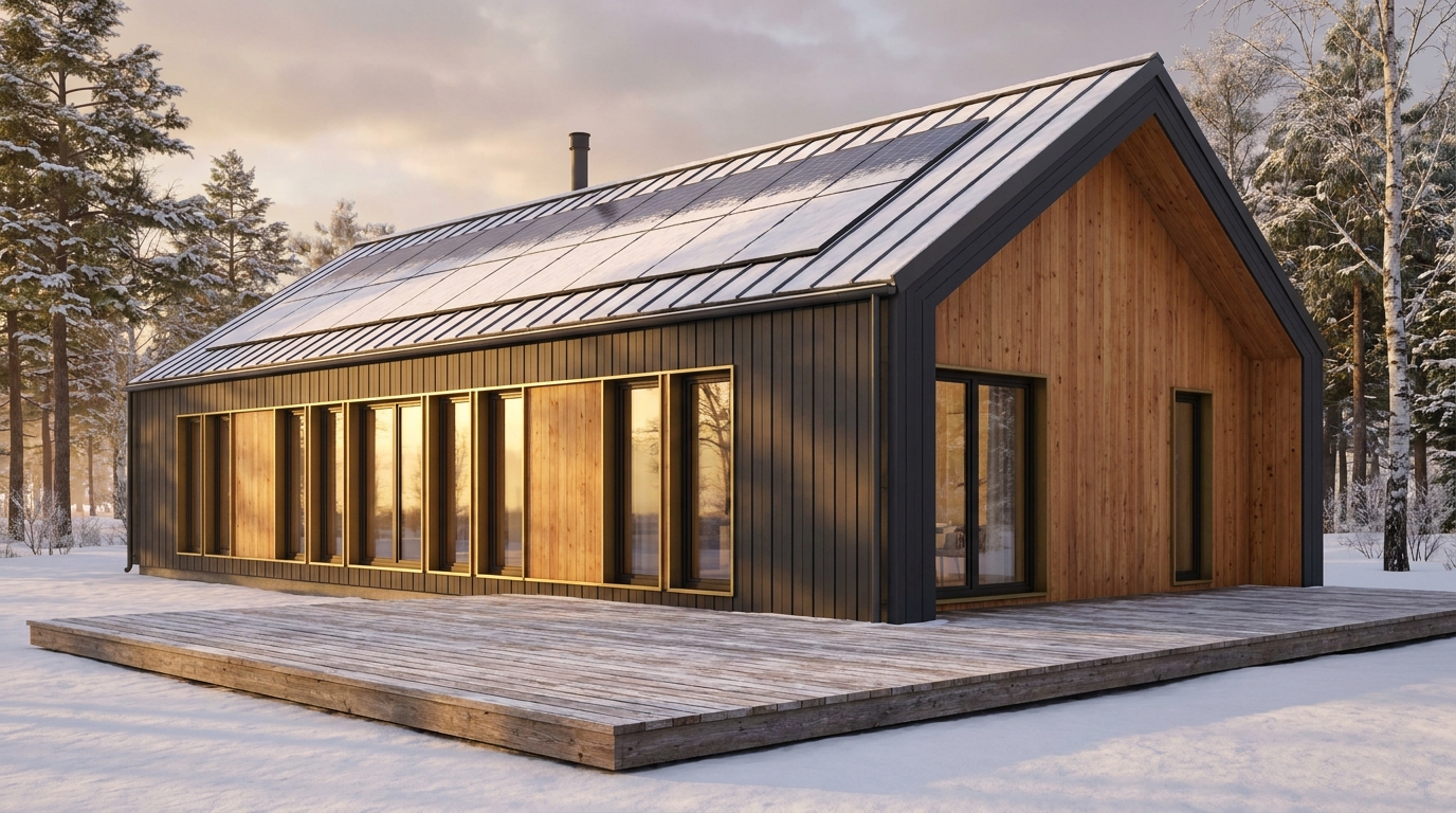 陽の巣 外観 — AI render based on BIM specs