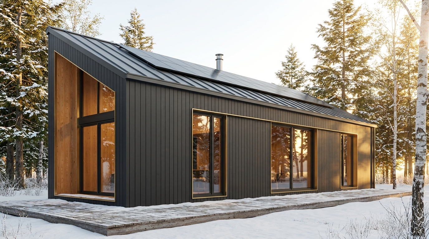 西の小屋 外観 — AI render based on BIM specs