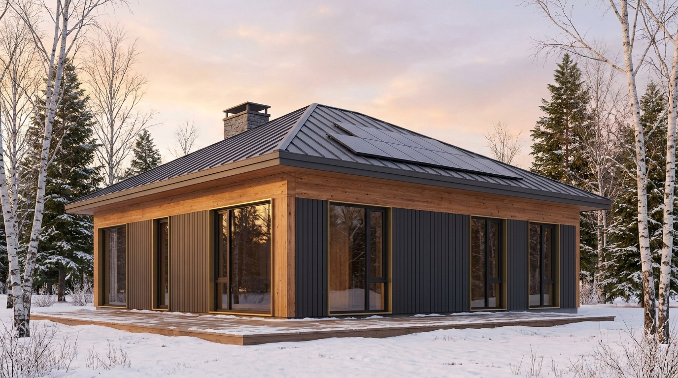 月の小屋 外観 — AI render based on BIM specs
