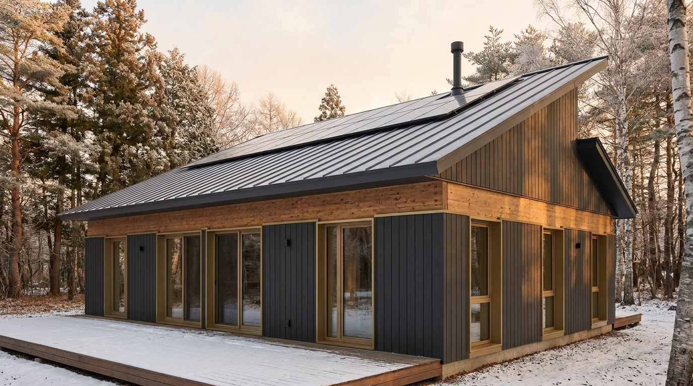 森の庵 外観 — AI render based on BIM specs