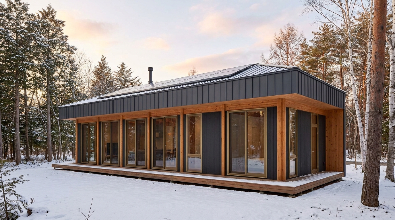 雪の里 外観 — AI render based on BIM specs