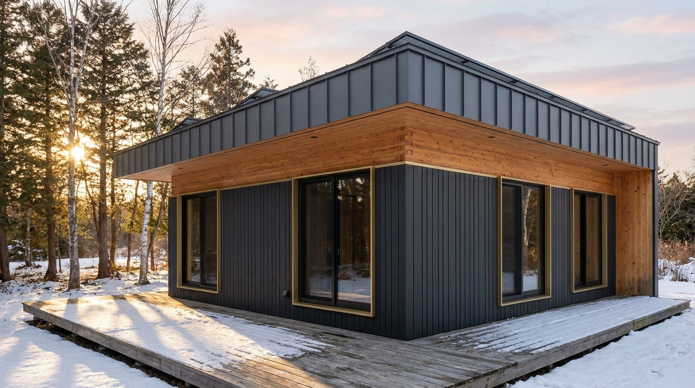西の巣 外観 — AI render based on BIM specs
