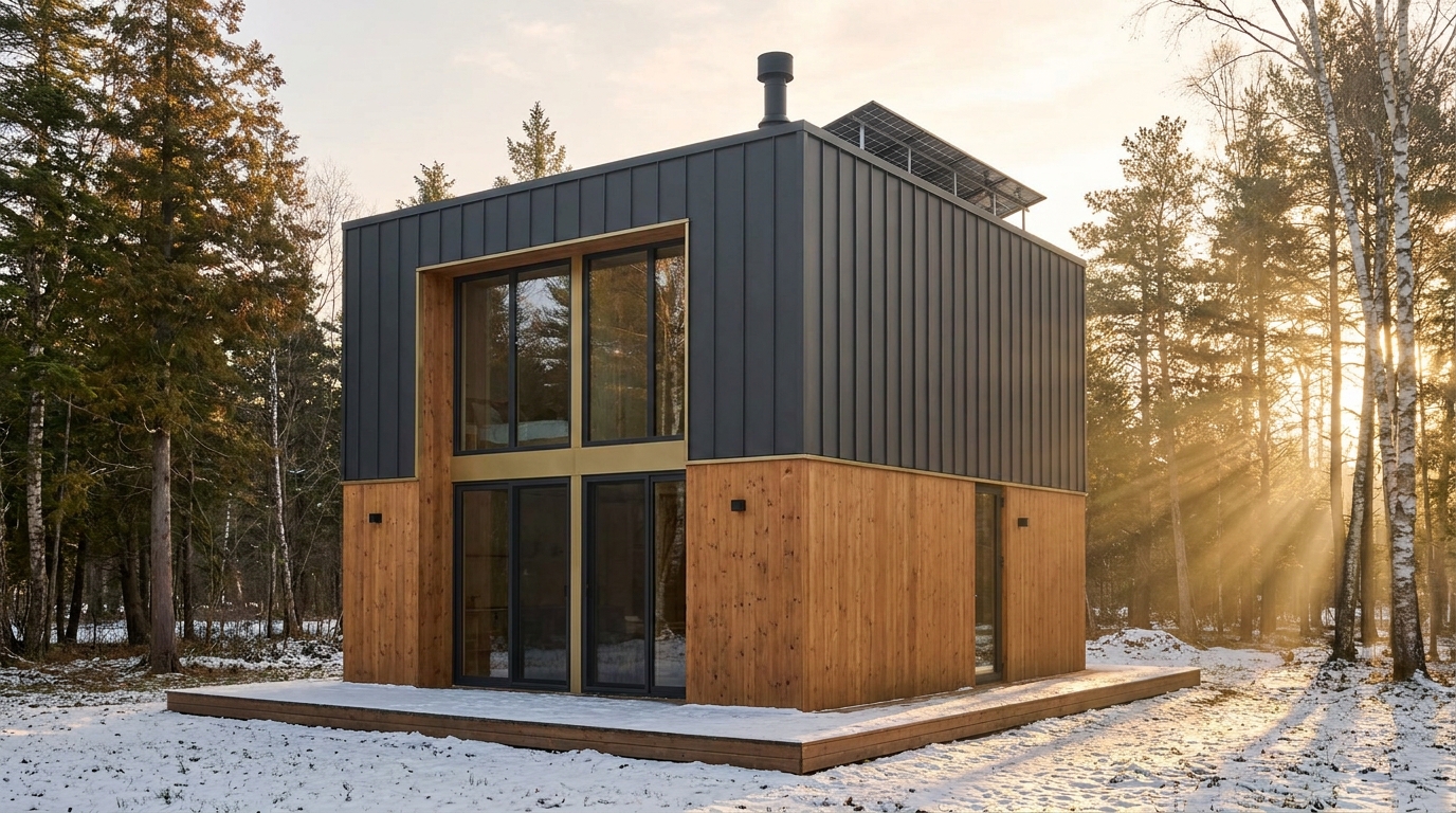 北の小屋 外観 — AI render based on BIM specs