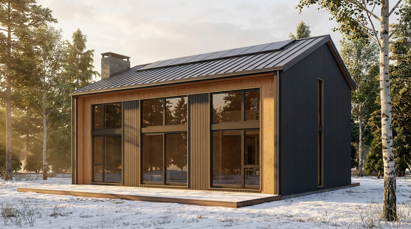 森の砦 外観 — AI render based on BIM specs