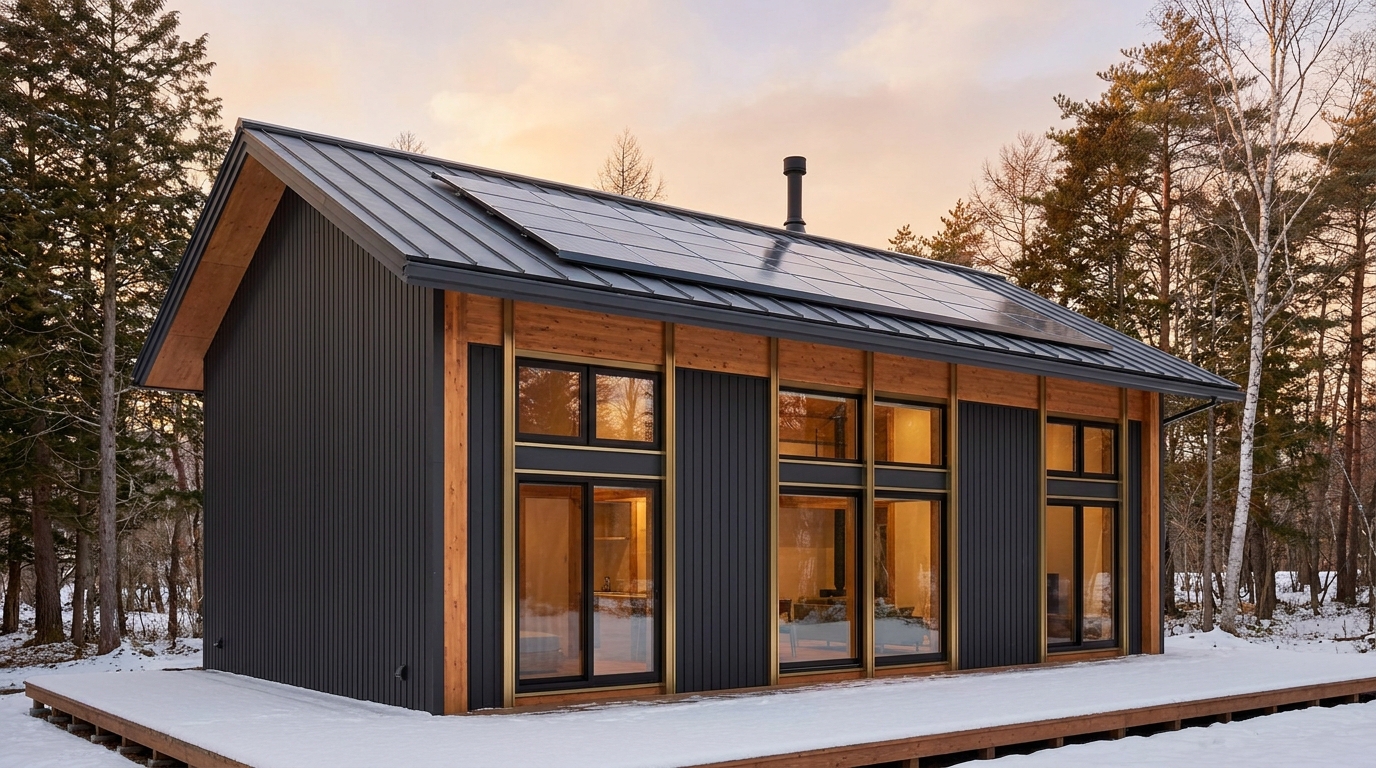 湖の家 外観 — AI render based on BIM specs