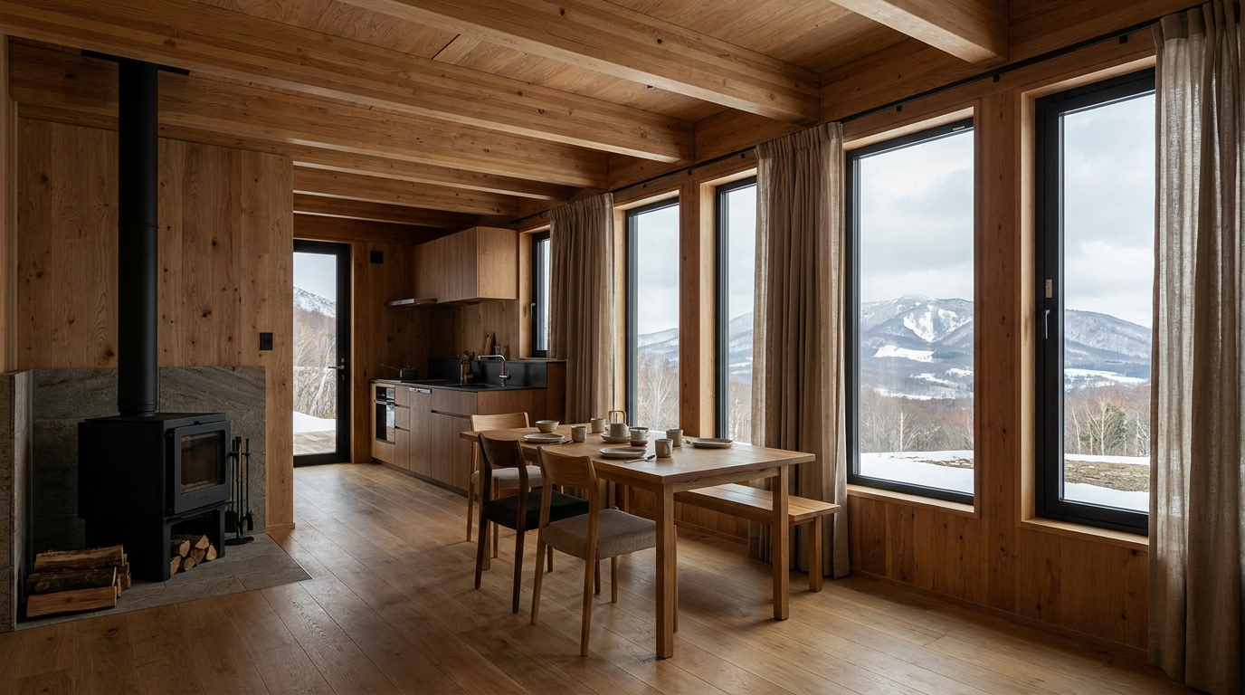 湖の小屋 内観