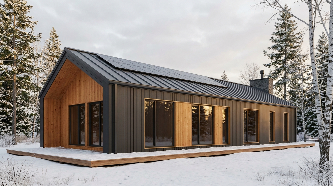 霧の庵 外観 — AI render based on BIM specs