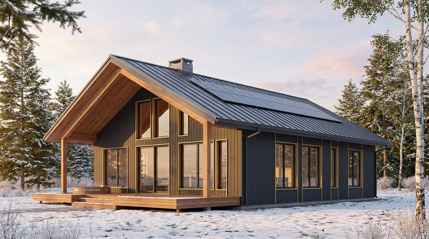 南の小屋 外観 — AI render based on BIM specs