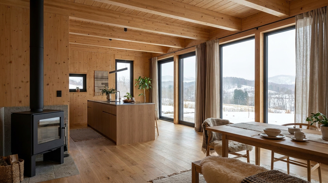 湖の小屋 内観
