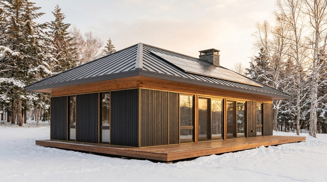 森の家 外観 — AI render based on BIM specs