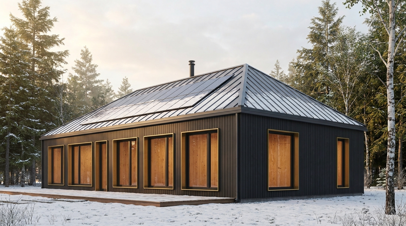 南の巣 外観 — AI render based on BIM specs