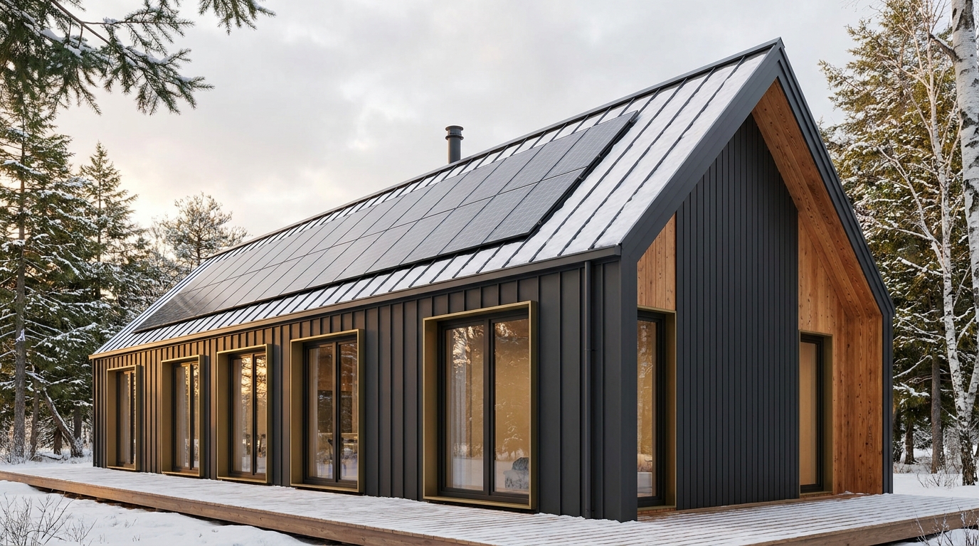風の小屋 外観 — AI render based on BIM specs