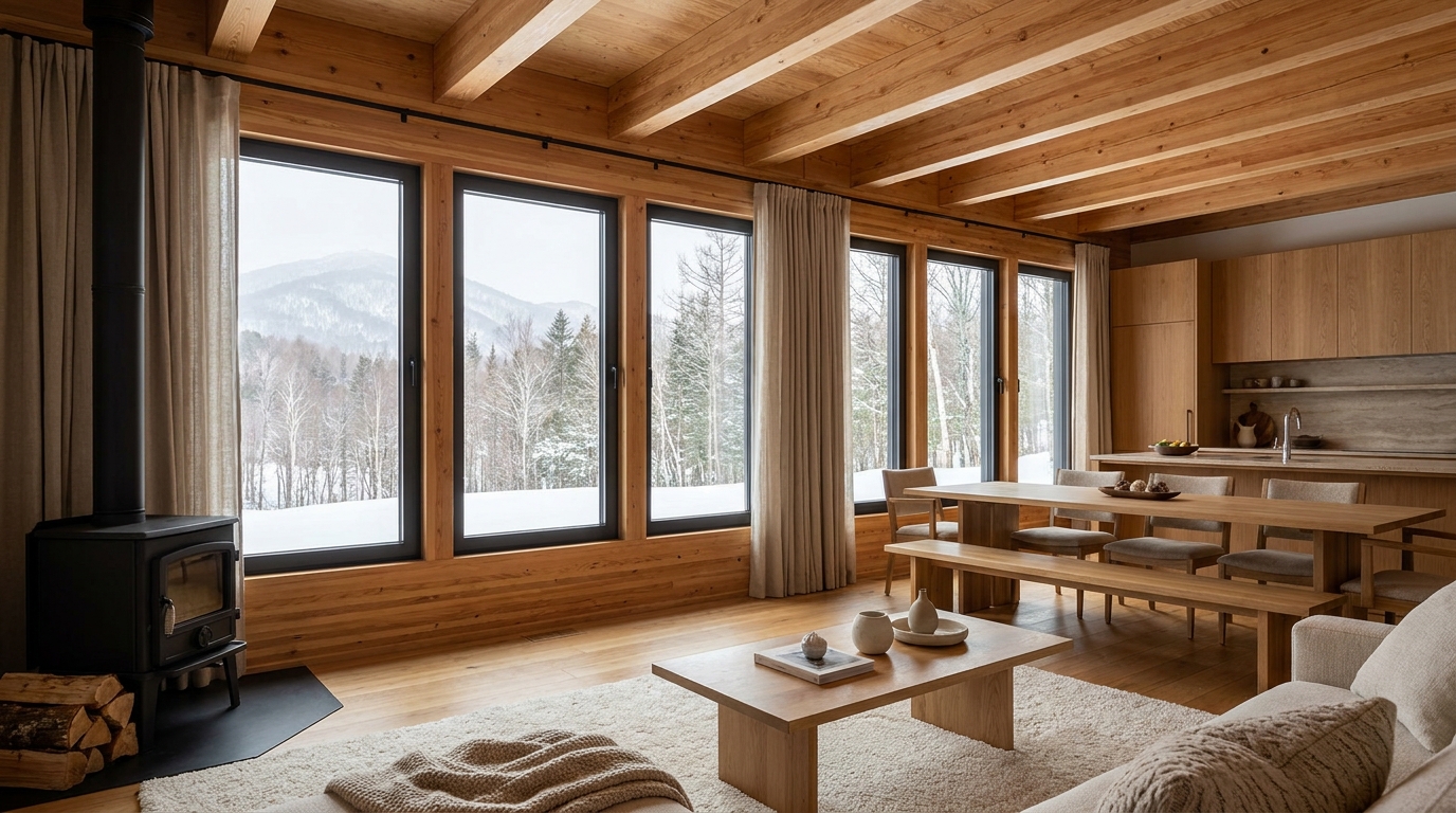 湖の小屋 内観