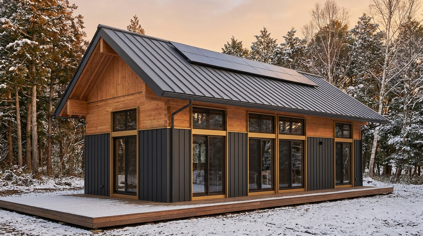 北の小屋 外観 — AI render based on BIM specs