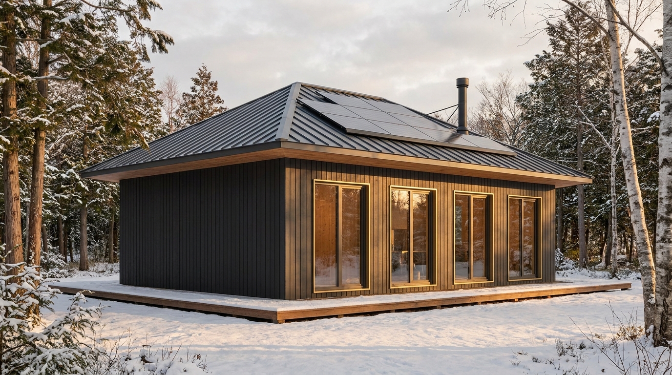 森の庵 外観 — AI render based on BIM specs