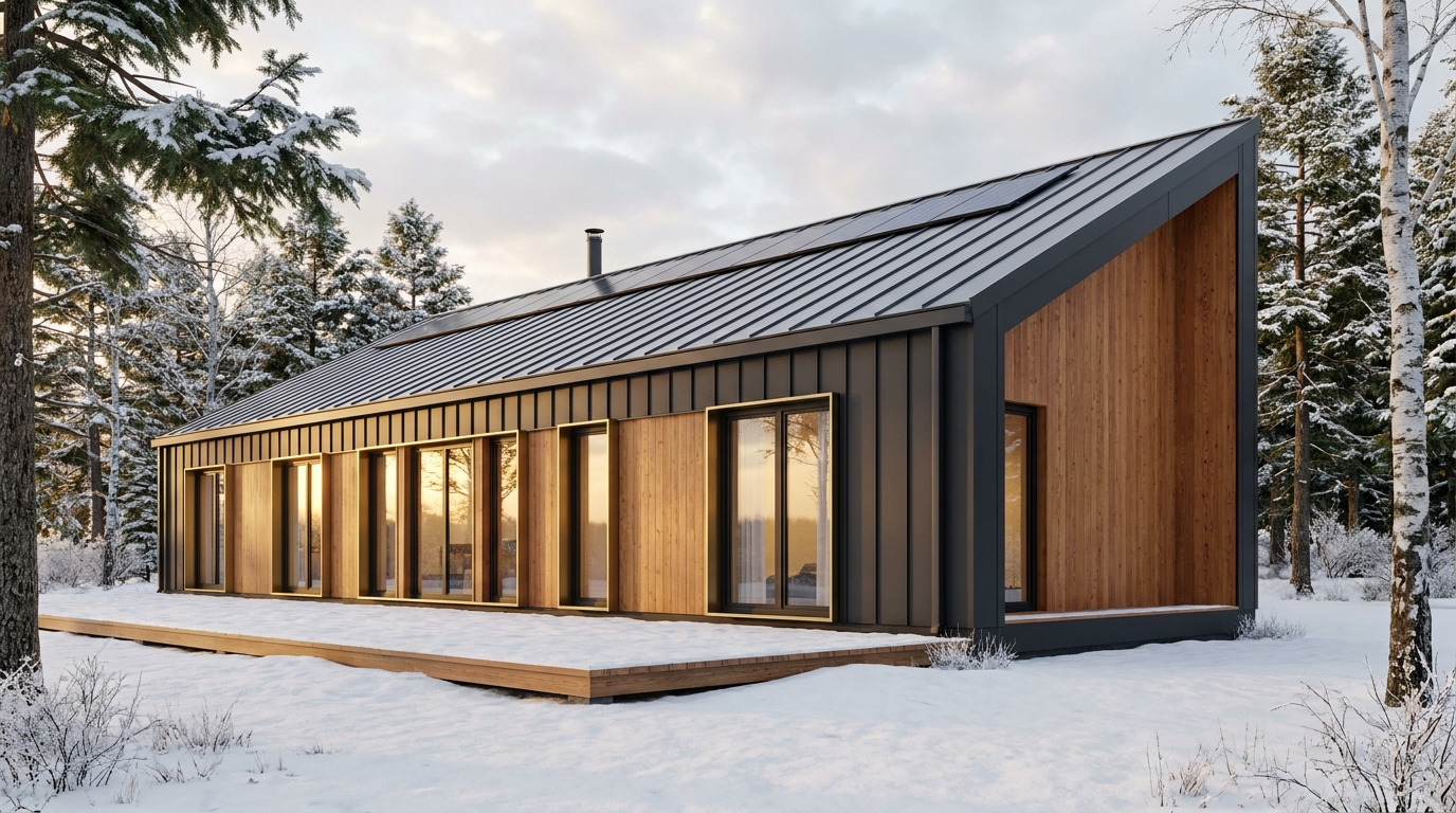雪の巣 外観 — AI render based on BIM specs