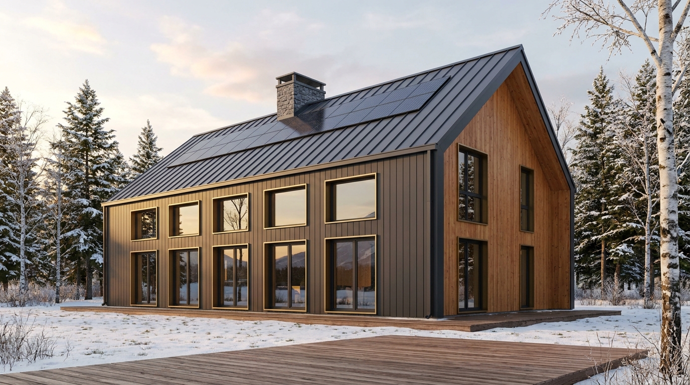 森の家 外観 — AI render based on BIM specs