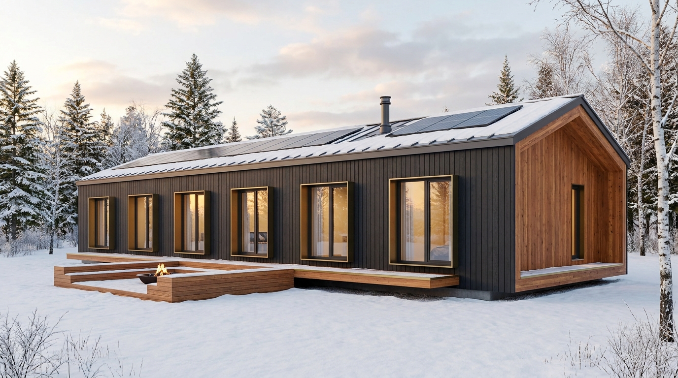 西の小屋 外観 — AI render based on BIM specs