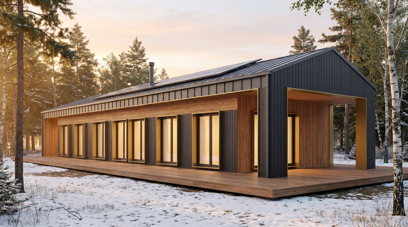 雪の巣 外観 — AI render based on BIM specs