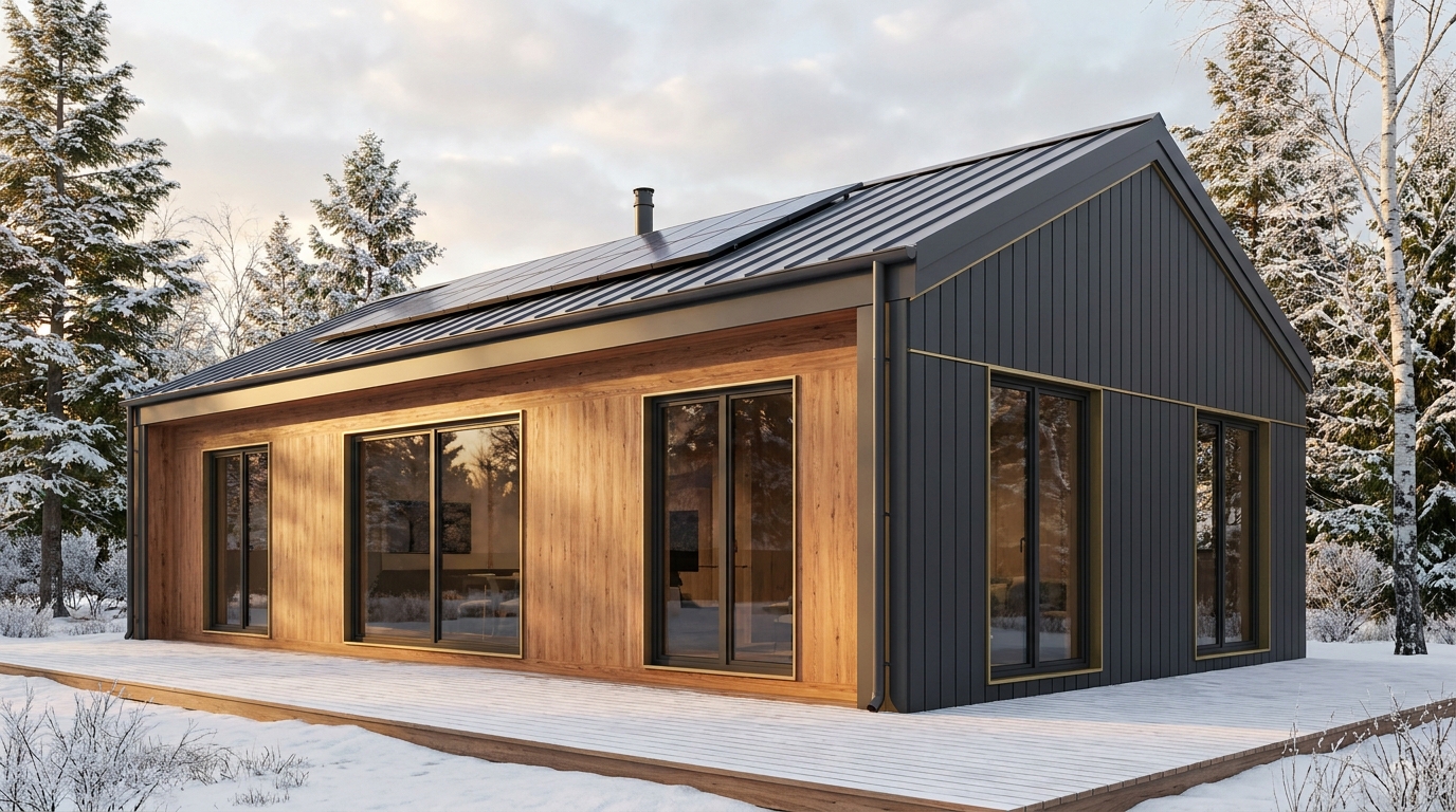 雨の家 外観 — AI render based on BIM specs