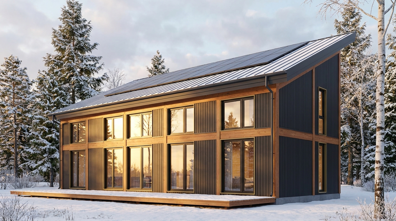 陽の巣 外観 — AI render based on BIM specs