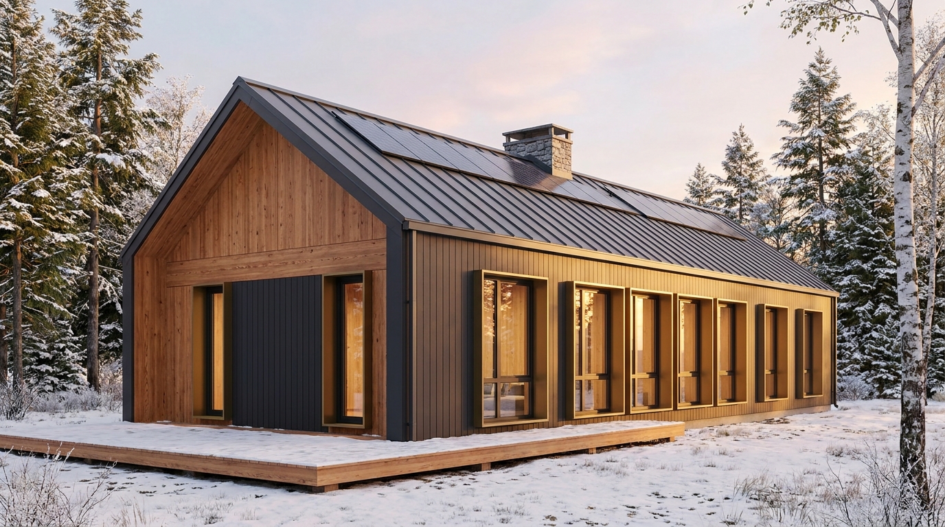 東の家 外観 — AI render based on BIM specs