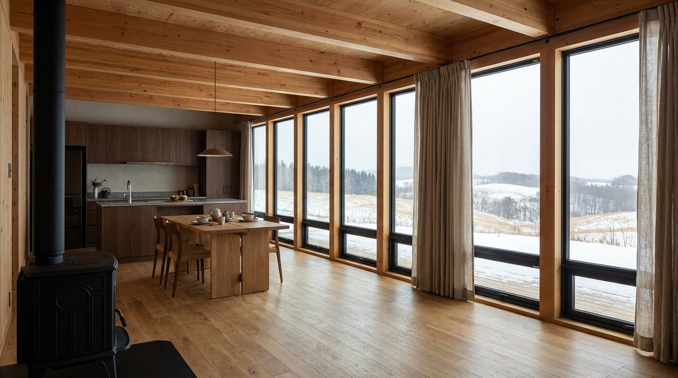 湖の小屋 内観