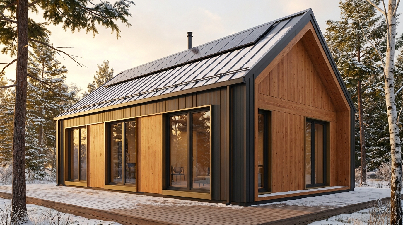 北の庵 外観 — AI render based on BIM specs