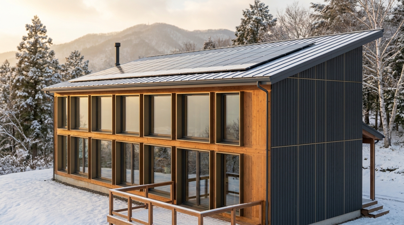 陽の蔵 外観 — AI render based on BIM specs
