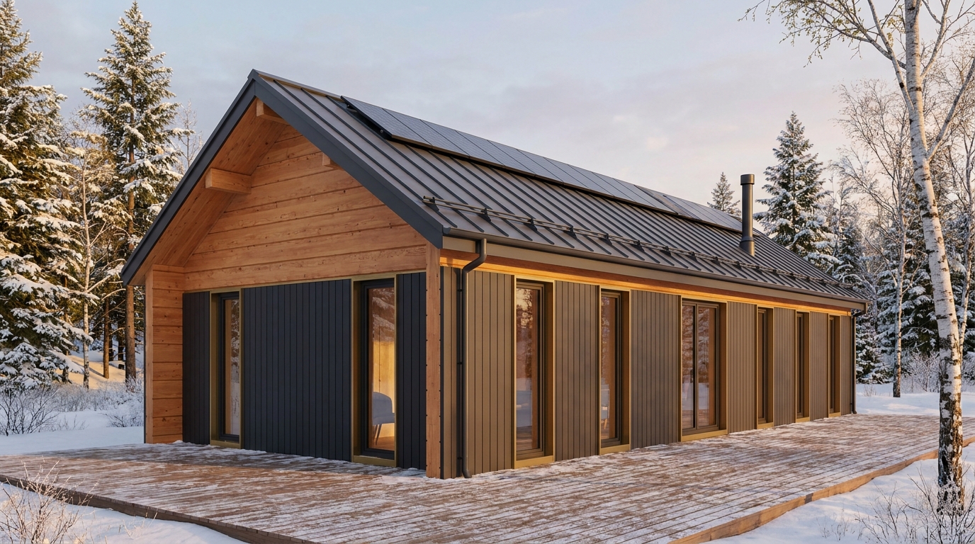 霜の里 外観 — AI render based on BIM specs