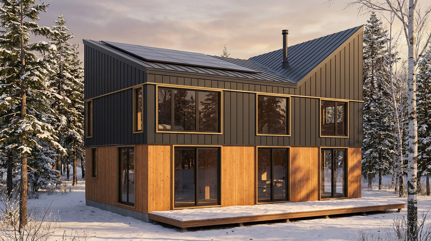 雪の館 外観 — AI render based on BIM specs