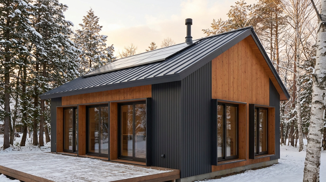 湖の巣 外観 — AI render based on BIM specs
