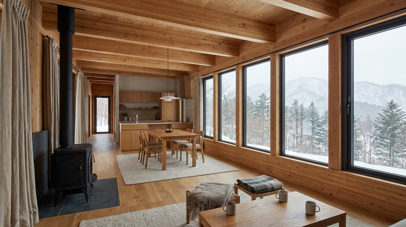 湖の小屋 内観