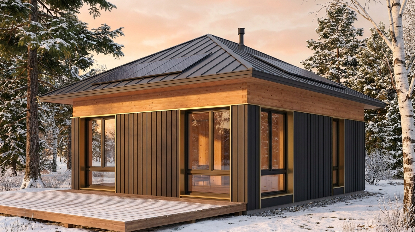 森の巣 外観 — AI render based on BIM specs