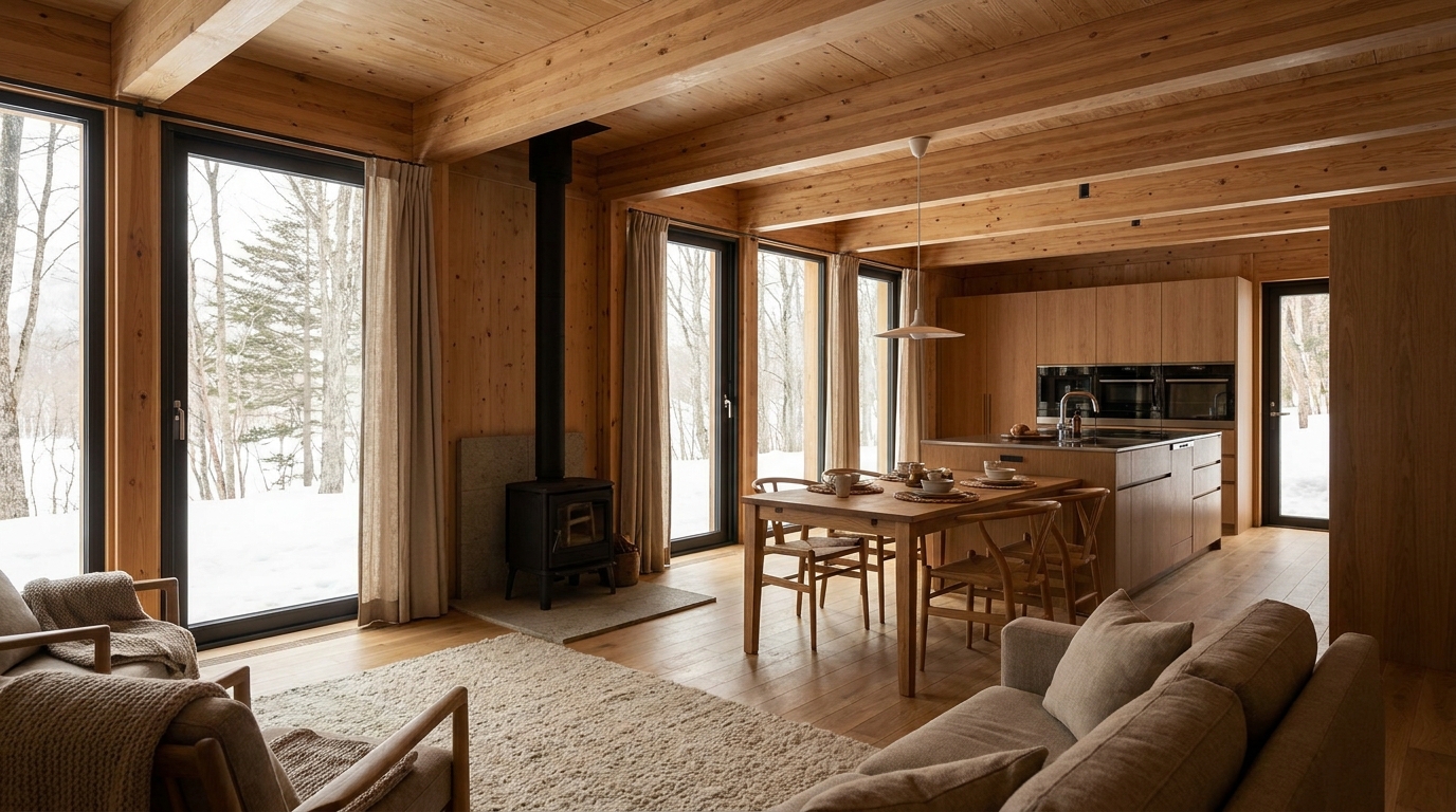 湖の小屋 内観