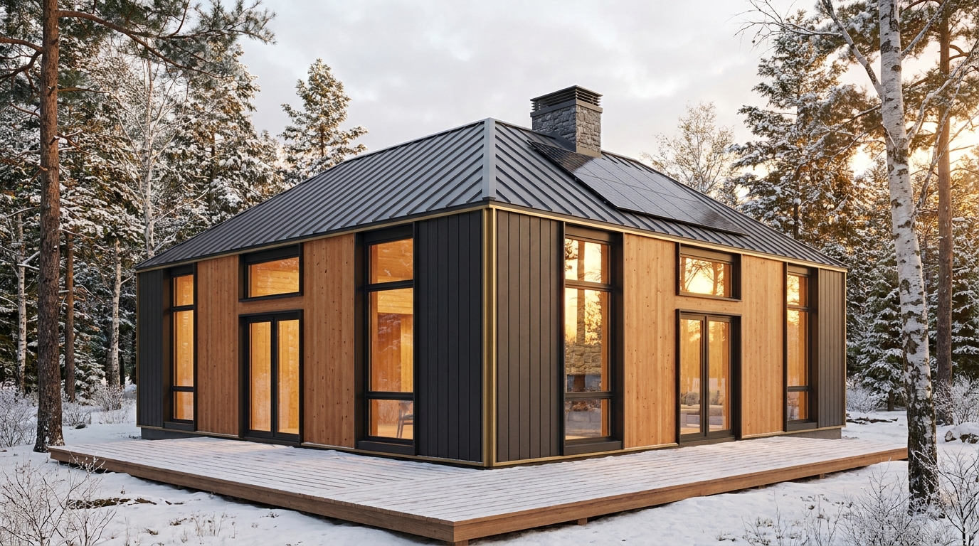 森の家 外観 — AI render based on BIM specs