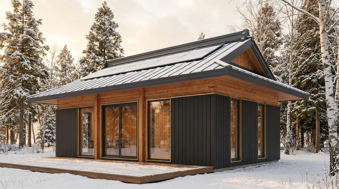 西の庵 外観 — AI render based on BIM specs
