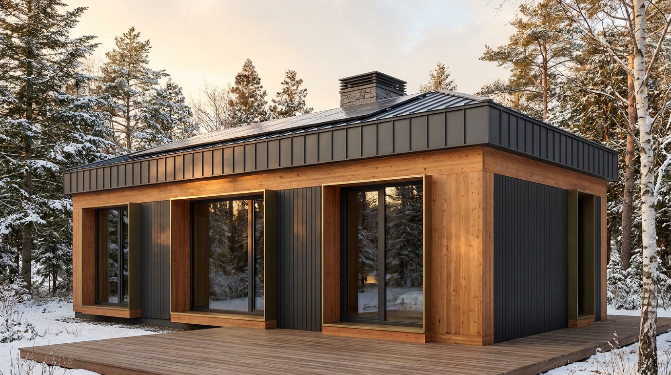 霜の里 外観 — AI render based on BIM specs