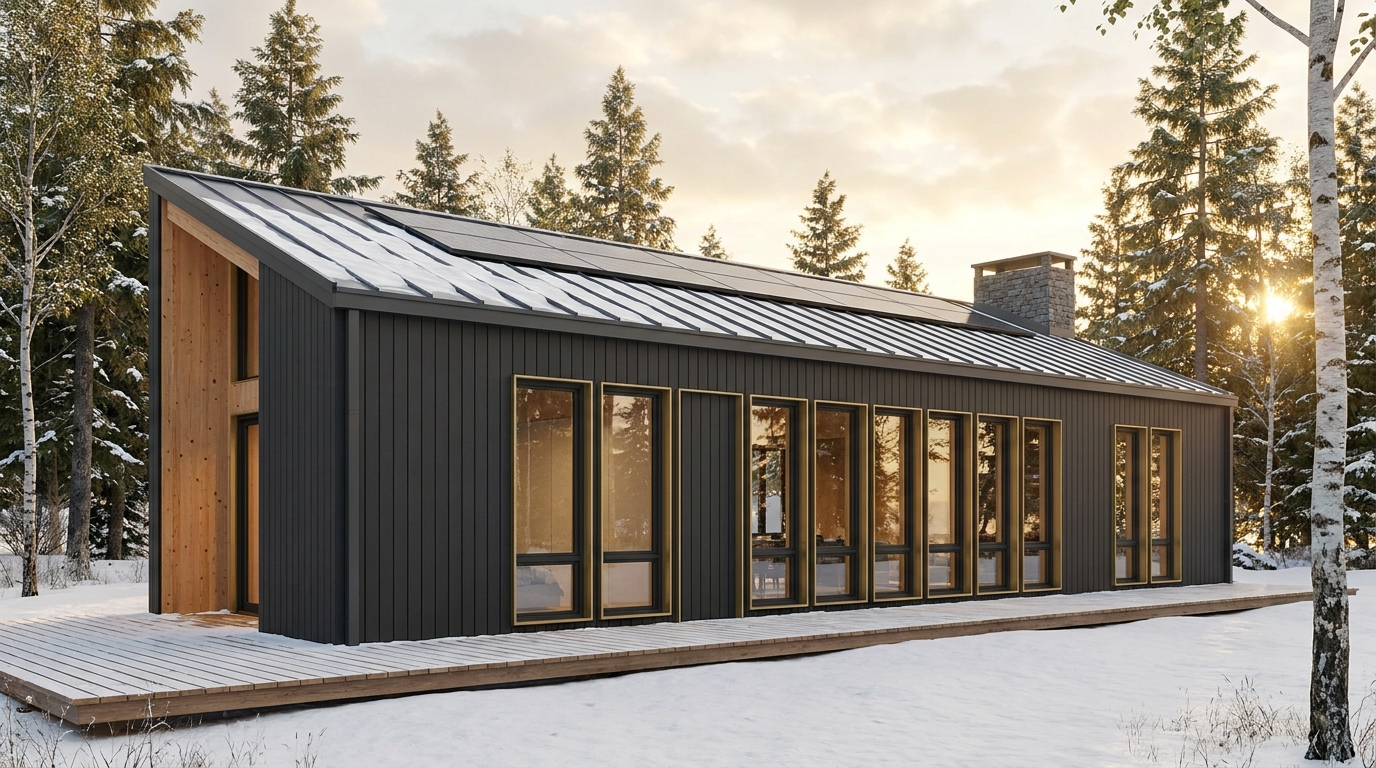 東の庵 外観 — AI render based on BIM specs
