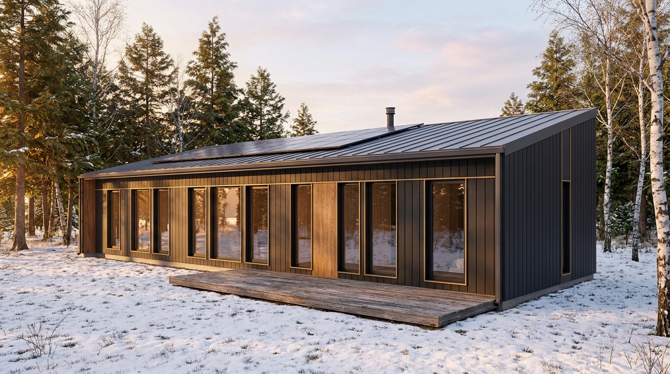 西の小屋 外観 — AI render based on BIM specs