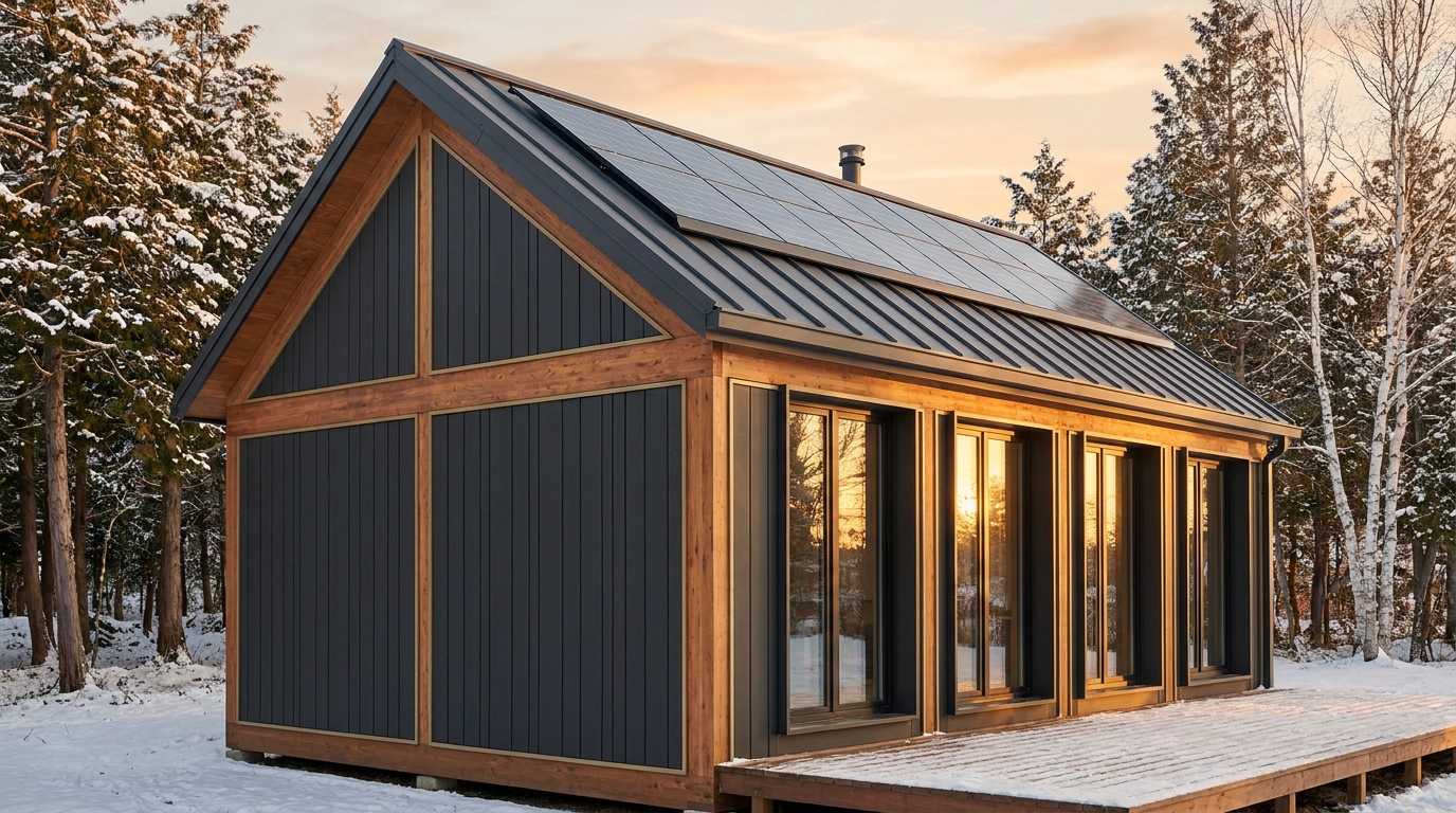 北の小屋 外観 — AI render based on BIM specs