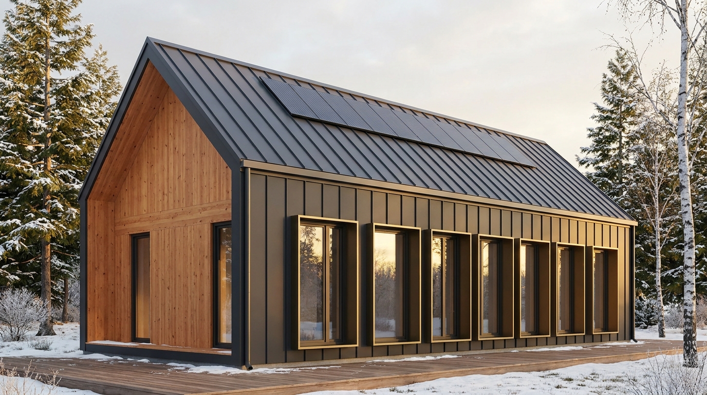 湖の家 外観 — AI render based on BIM specs
