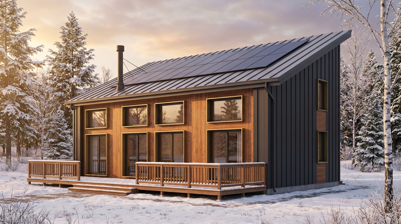 風の小屋 外観 — AI render based on BIM specs