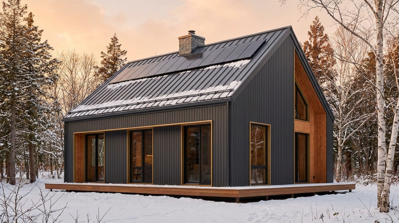 風の小屋 外観 — AI render based on BIM specs